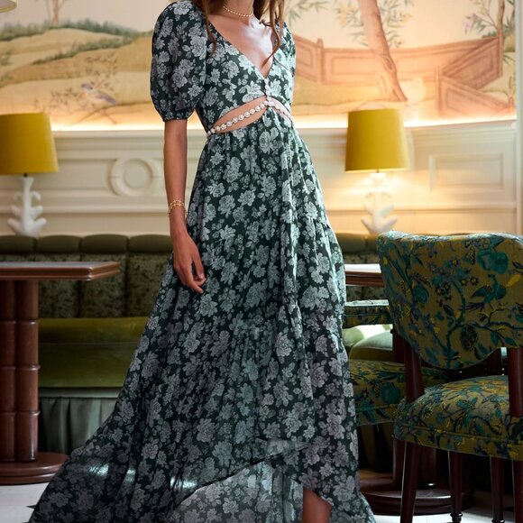 V Chapman Emma Dress Emerald Peony NWT - Picture 1 of 9